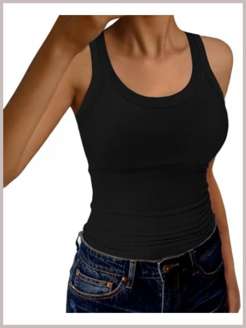 Slim Fit Racerback Tank Top Scoop Neck Sleeveless Ribbed Stretch Summer Basic